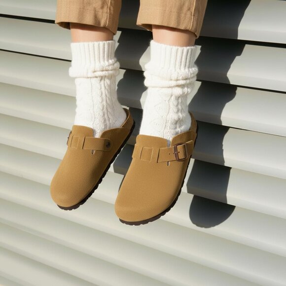 Genuine Leather Suede Clog Womens Shoes Slip On Mule Comfort Casual - Picture 6 of 9